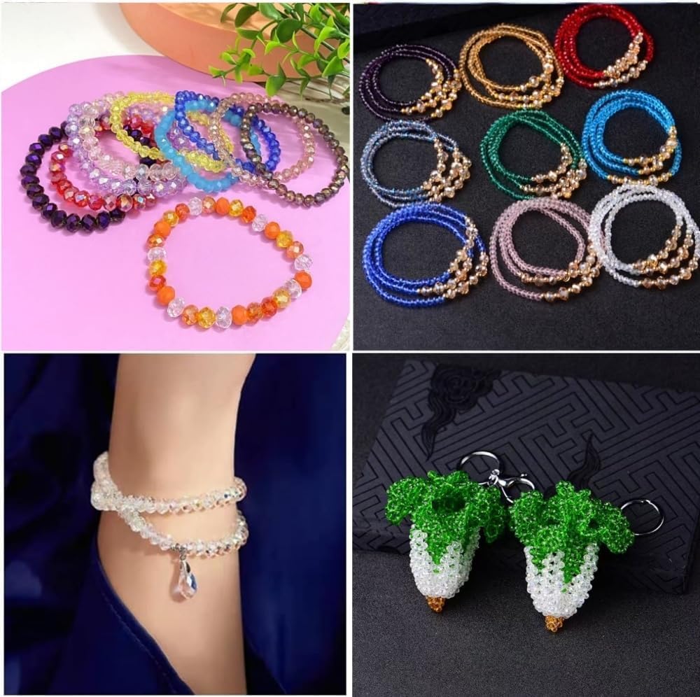 Xinhongo 600pcs Crystal Glass Beads 3mm 4mm 6mm 8mm 10mm Rondelle Faceted Crystal Beads Spacer Beads for Necklace Bracelet Earrings DIY Jewelry Crafts Making Supplies(Green AB)