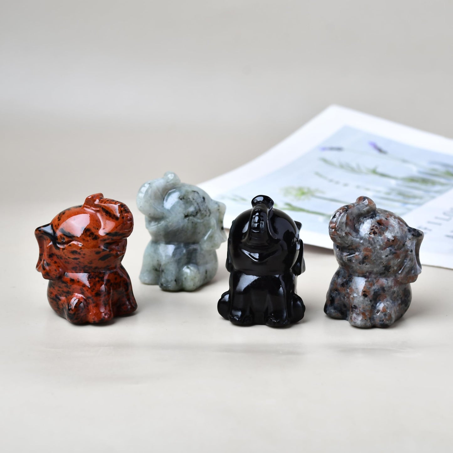 DZJXBZhu Obsidian Elephant Crystal Statue Healing Crystal Meditation Pocket Figurine Statue Natural Gemston Hand Carved Polished Home Room Office Desk Decoration Gift Collect