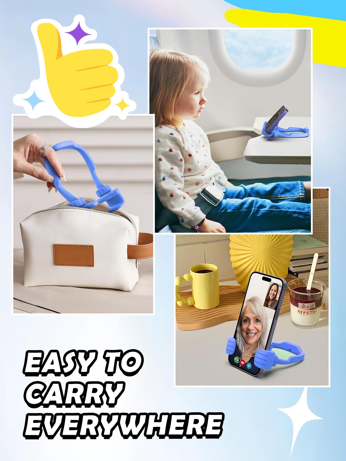 Gifts for Teens Boys Girls Mom Gift for Mothers Day Cell Phone Stand: Upgrade Adjustable Thumbs Up Lazy Phone Holder for Desk Fun Birthday Gifts for Grandma Nana Aunt Adults Husband from Daughter Son