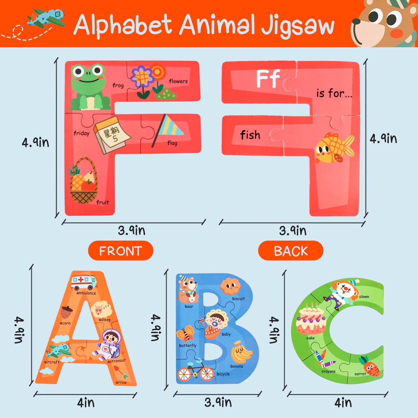 NAODONGLI Wooden Alphabet Puzzles for Toddlers Ages 3+,Montessori Preschool Learning ABC Sight Words Letter Puzzle for Toddlers,Learning Toys Easter Birthday Gift for Kindergarten Boys Girls