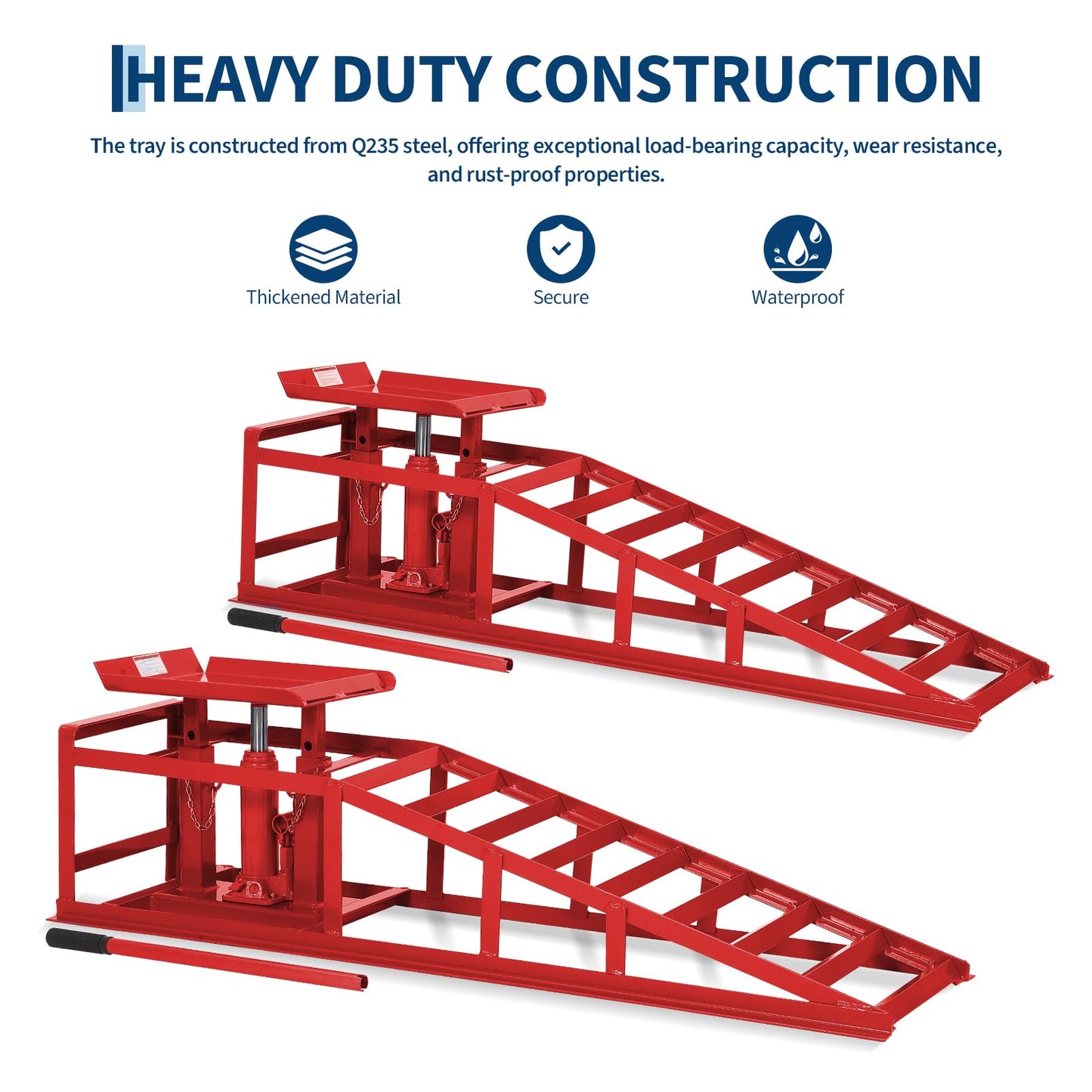 2 Pack Hydraulic Car Ramps for Oil Changes, 5 Ton/11000 LB Heavy Duty Car Lift Ramp, Adjustable Lift Height 9.4" to 13.34", Low Profile Design, for Home and Garage Auto Repair
