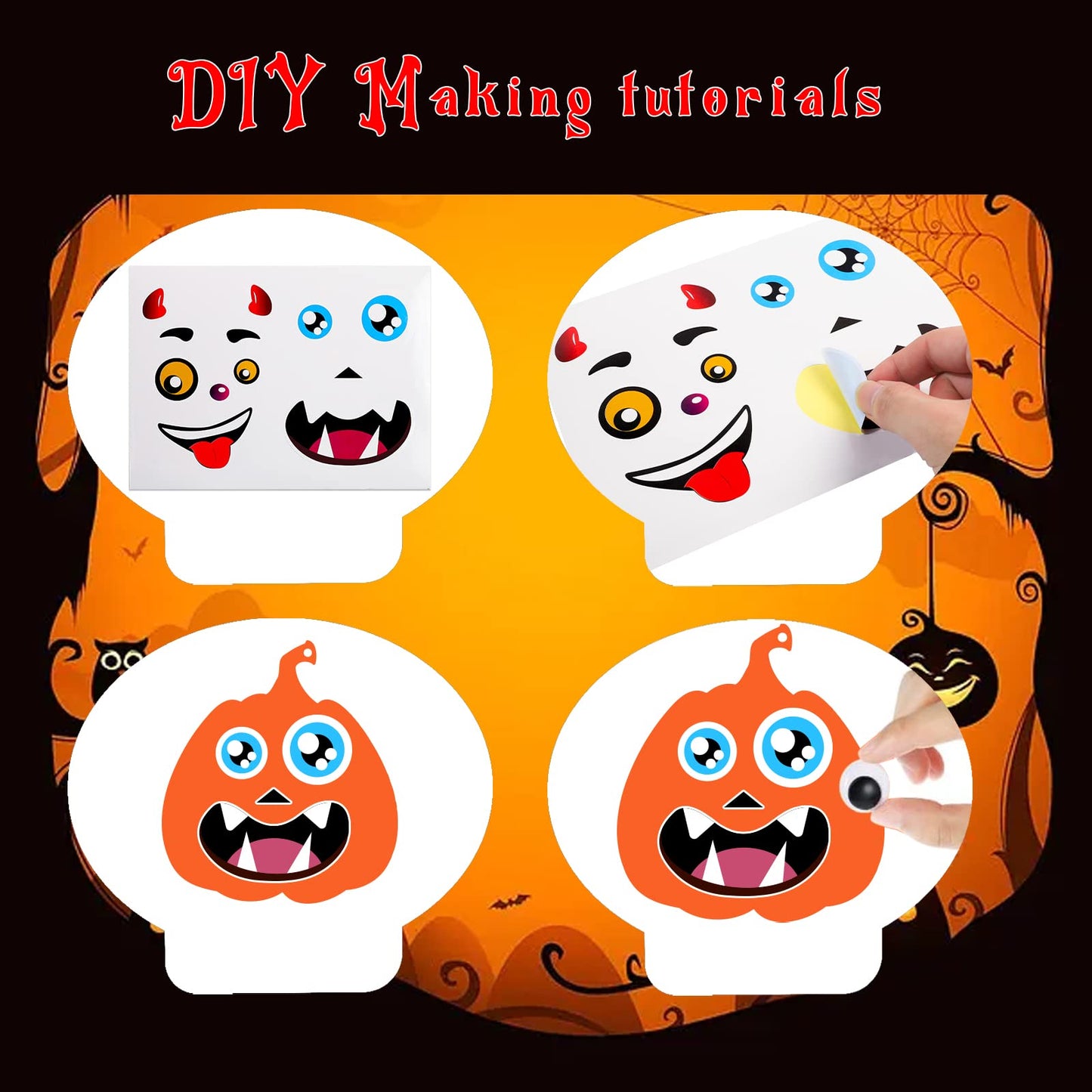 Natonhi 430Pcs Halloween Crafts Kit, Halloween Activitie Foam Pumpkin with Pumpkin Face Stickers DIY Art and Craft Set Holiday Decoration