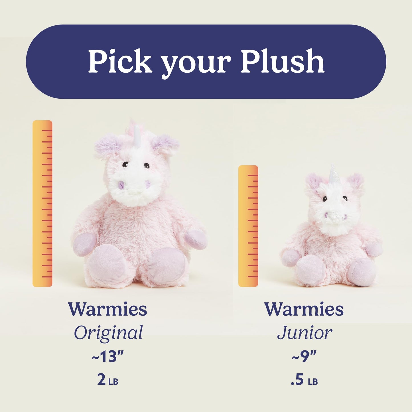 warmies Junior Microwavable & Weighted Stuffed Animals, Unicorn - Heated Stuffed Animal Plushie for Warmth & Comfort - Cute Soft Plush Toys for Adults & Children (Boys, Girls, Babies & Toddlers)