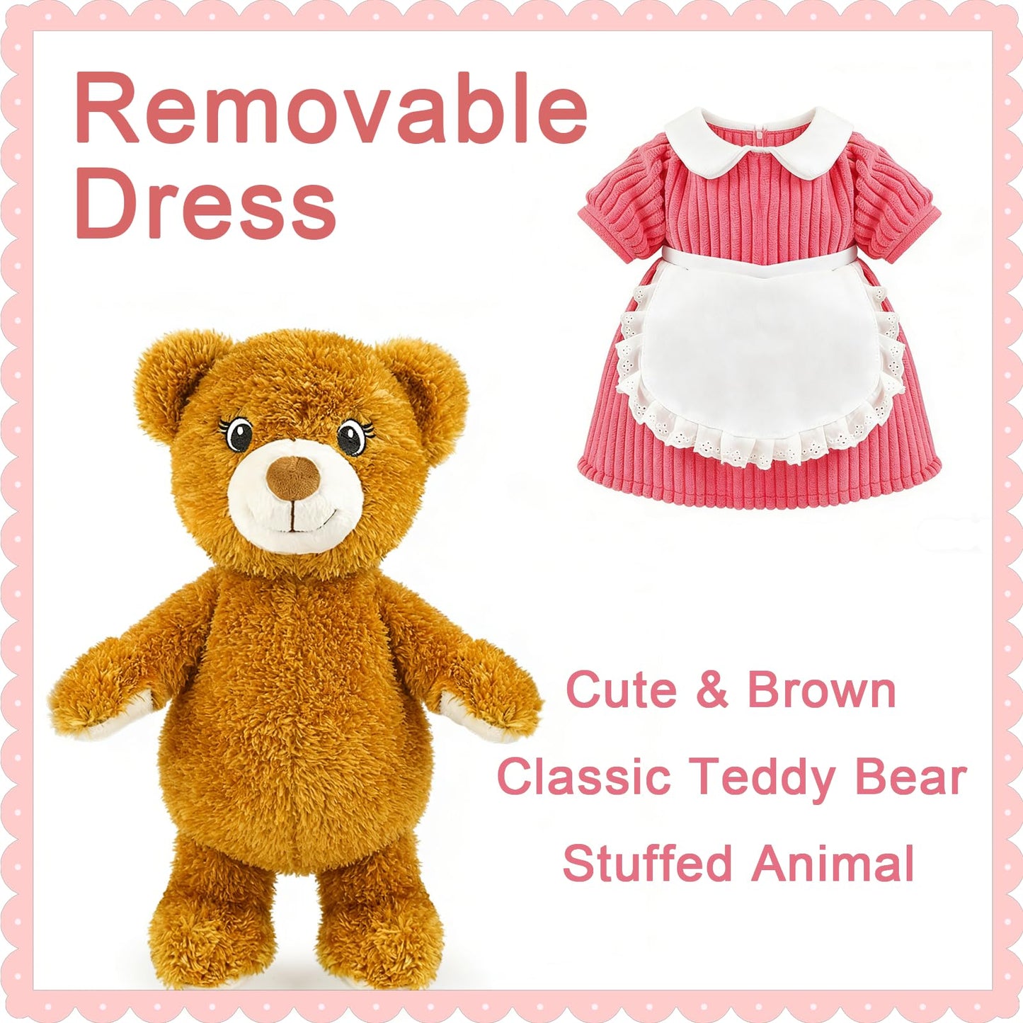 JUSTQUNSEEN 14.5" Cute Teddy Bear Stuffed Animal for Women with Pink Sweater Valentines Bear Plush Doll Gift for Mother Day Mom Wife Kids Boys & Girls Easter Birthday Christmas (Mom)