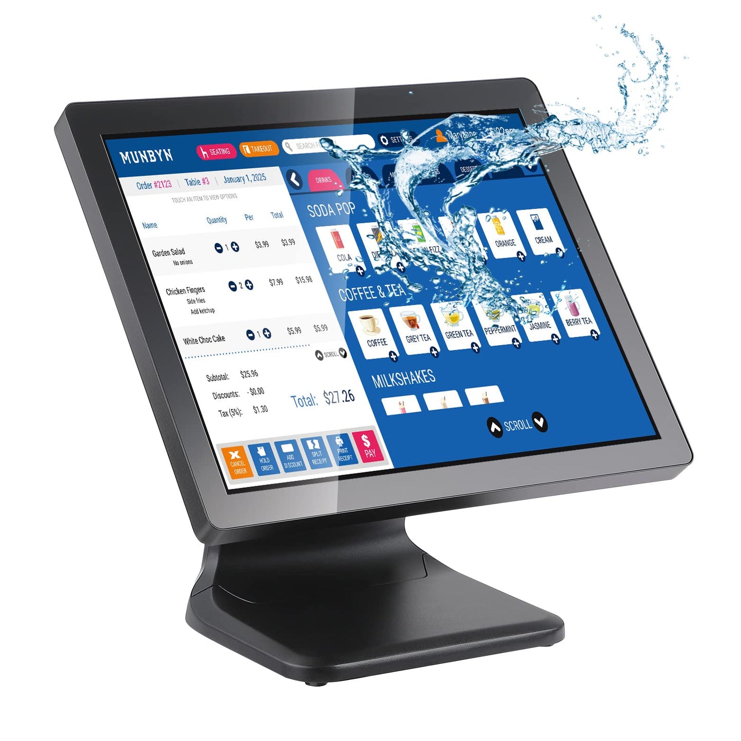 MUNBYN POS Touch Screen Monitor 17-inch 400 nits Flat Capacitive LED Touchscreen Monitor POS System and POS Receipt Printer, 58mm Receipt Printer