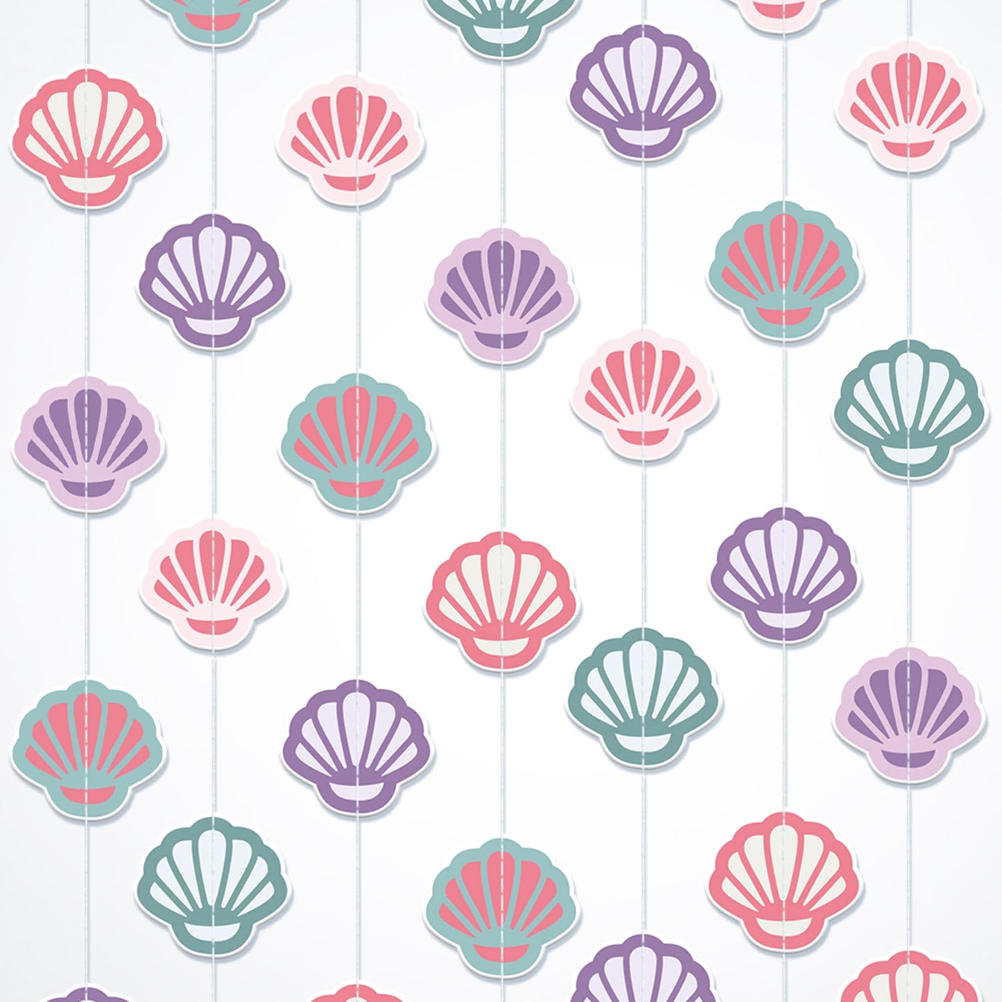 KatchOn, Seashell Banner Garland - 6.5 Feet, 8 Strings | Seashell Under The Sea garland, Under The Sea Party Decorations | Mermaid Garland, Mermaid Birthday Decorations, Ocean Themed Party Decorations