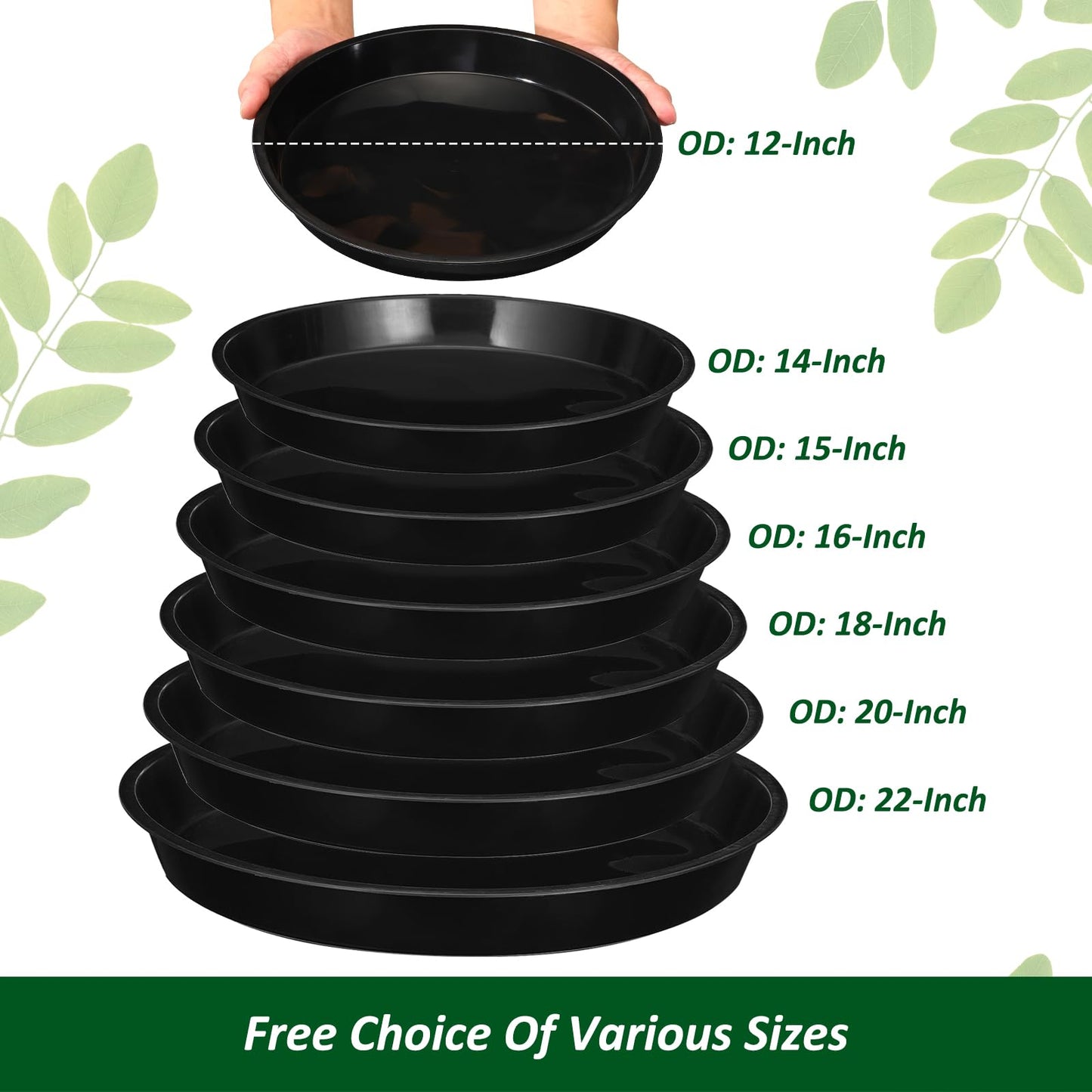 PATIKIL 16 Pack Plastic Plant Saucer, 12 Inch Plant Tray for Pots Round Plant Dish Plant Drip Trays Water Tray for Indoors Outdoors Garden, Black