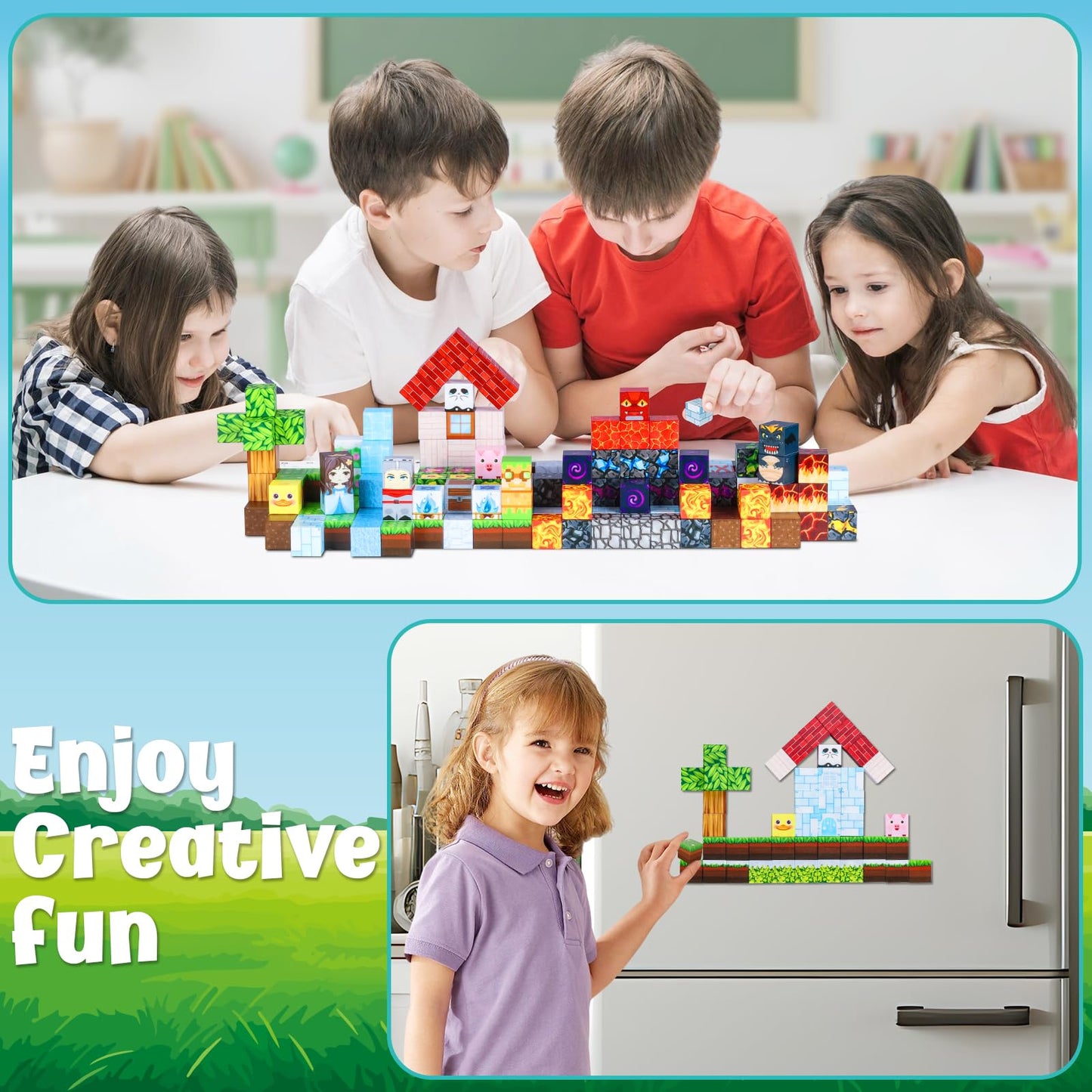 LAYVIC 200PCS Magnetic Building Blocks, Magnet Toys Magnetic Cubes, Magnetic Blocks for Kids Ages 4-8, Stacking Magnet Blocks STEM Building Toys for Toddlers Boys Girls Ages 3 4 5 6 7 8-12 Gifts