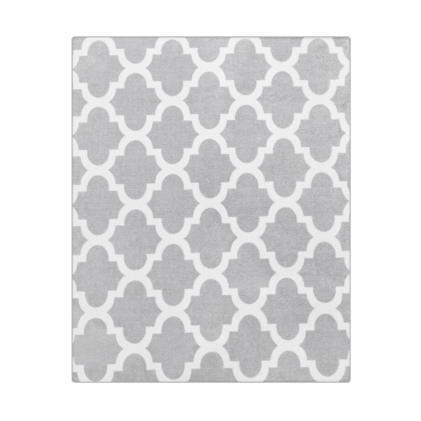Jelymark Shag Moroccan Area Rug for Living Room, 8x10 Feet Modern Geometric Rug, Fluffy Distressed Faux Wool Floor Carpet, Memory Foam Rug for Bedroom Nursery Kids Room Home Decor, Light Grey/White