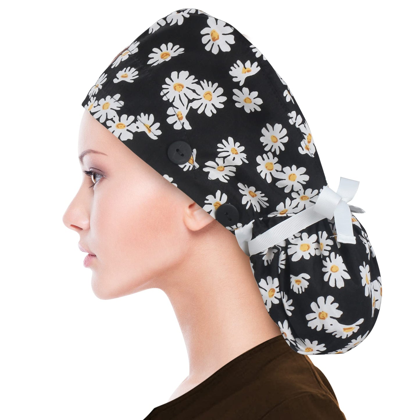 ABAMERICA Ponytail Scrub Caps for Women Surgical Caps Nurse Hat with Functional Ponytail Holder for Long Hair, Single or Satin-Lined