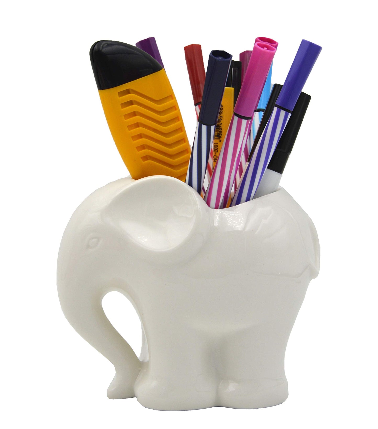 MONMOB 3.9" Ceramic Elephant Pencil Holder/Pen Holder/Flower Pot/Succulent Planter White Elephant Gifts Ideal Gifts for Women, Mom or Birthdays
