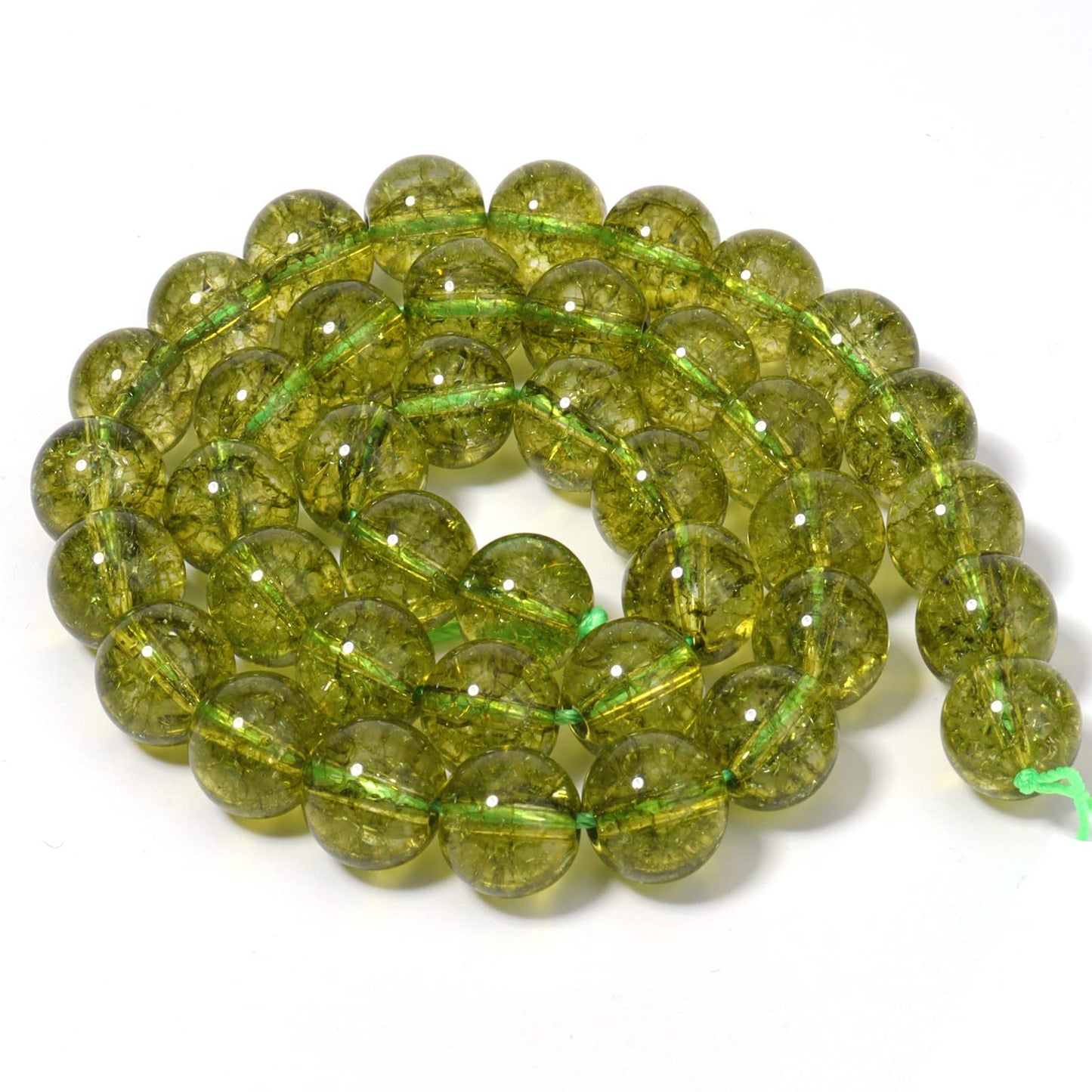 35pcs 10mm Natural Stone Beads Peridot Jade Beads Energy Crystal Healing Power Gemstone for Jewelry Making, DIY Bracelet Necklace