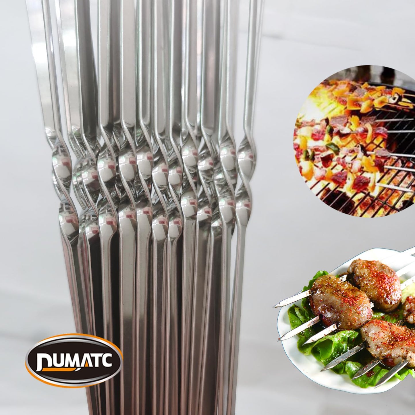 【30-PACK 304 Stainless Steel with Holder】Titan Skewers for Grilling – Flat BBQ Skewers with Storage Tube | Food-Grade, Rust-Proof & Dishwasher Safe | 13.2" Kebab Sticks for Meat, Veggies & Shrimp