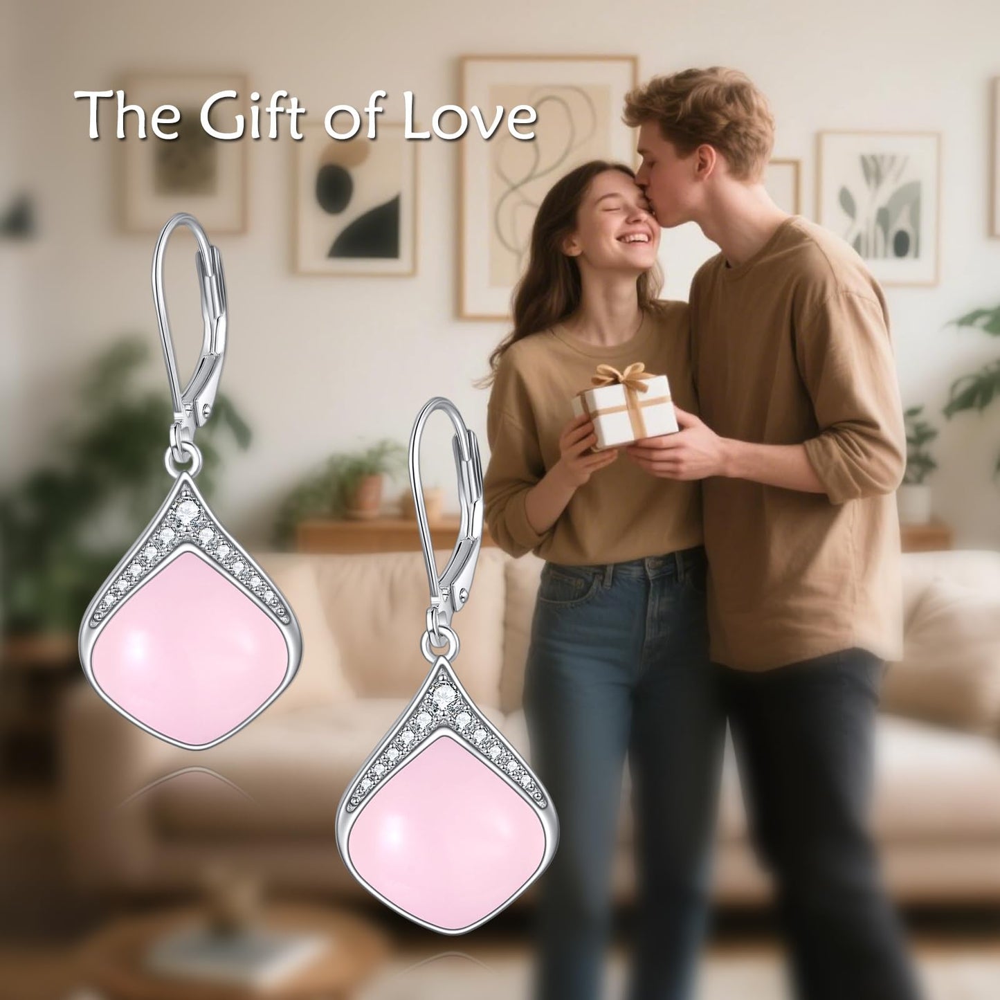 Pink Teardrop Earrings for Women Sterling Silver Cubic Zirconia Teardrop Drop cubic Zirconia Dangle Earrings Jewelry Christmas Gifts for Women