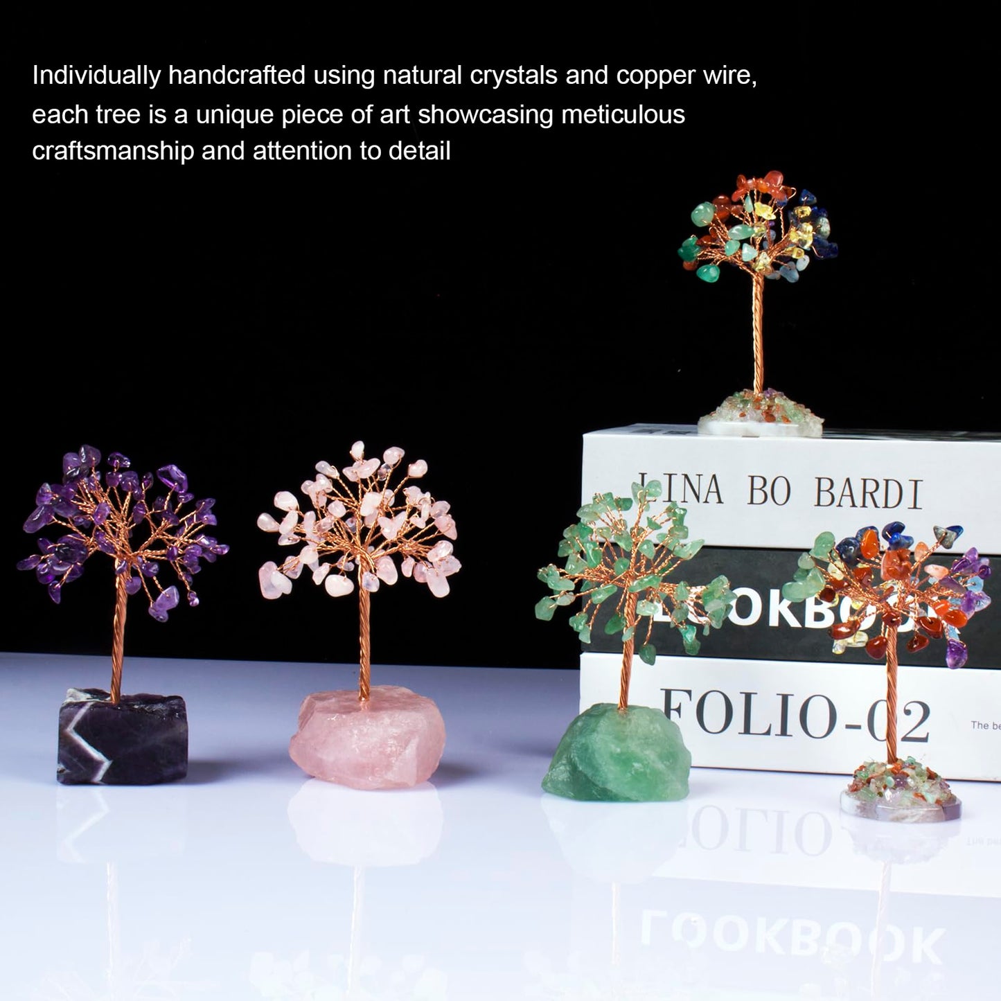 Ytbeoxk Rose Quartz Healing Crystal Tree,Natural Reiki Life Stone Base Copper Wire Tree Decor, Feng Shui Spiritual Energy for Pink Home Office Desk , Ideal Meditation Gift for Women Men