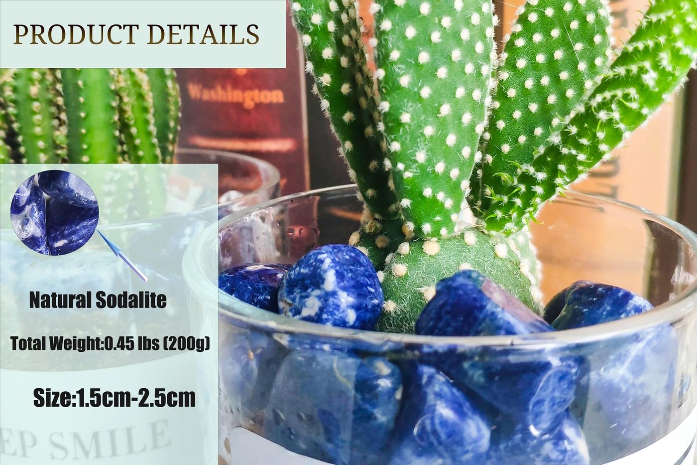 DUQGUHO Blue Sodalite Natural Healing Crystals Stones Set Polished Tumbled Irregular Pebble Stones Rocks 0.45 lbs