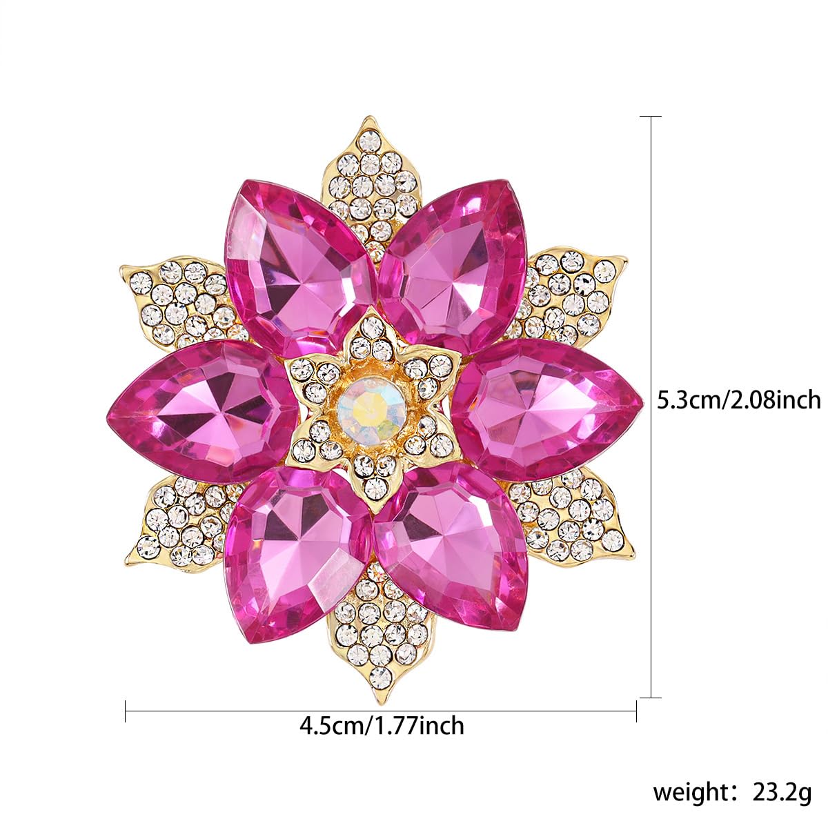 Rhinestone Sunflower Brooch Pin for Women Red Black Purple Large Flower Brooch Snowflake Hat Marquise Wreath Christmas Jewelry