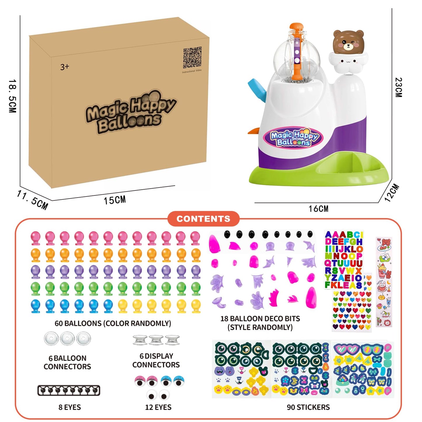 Magical Toy Gifts for Kids | Bear Pump Balloon Craft Kit with, Creative DIY Art Toys for Ages 3+, Fun Birthday & Holiday Party Supplies for Girls Boys