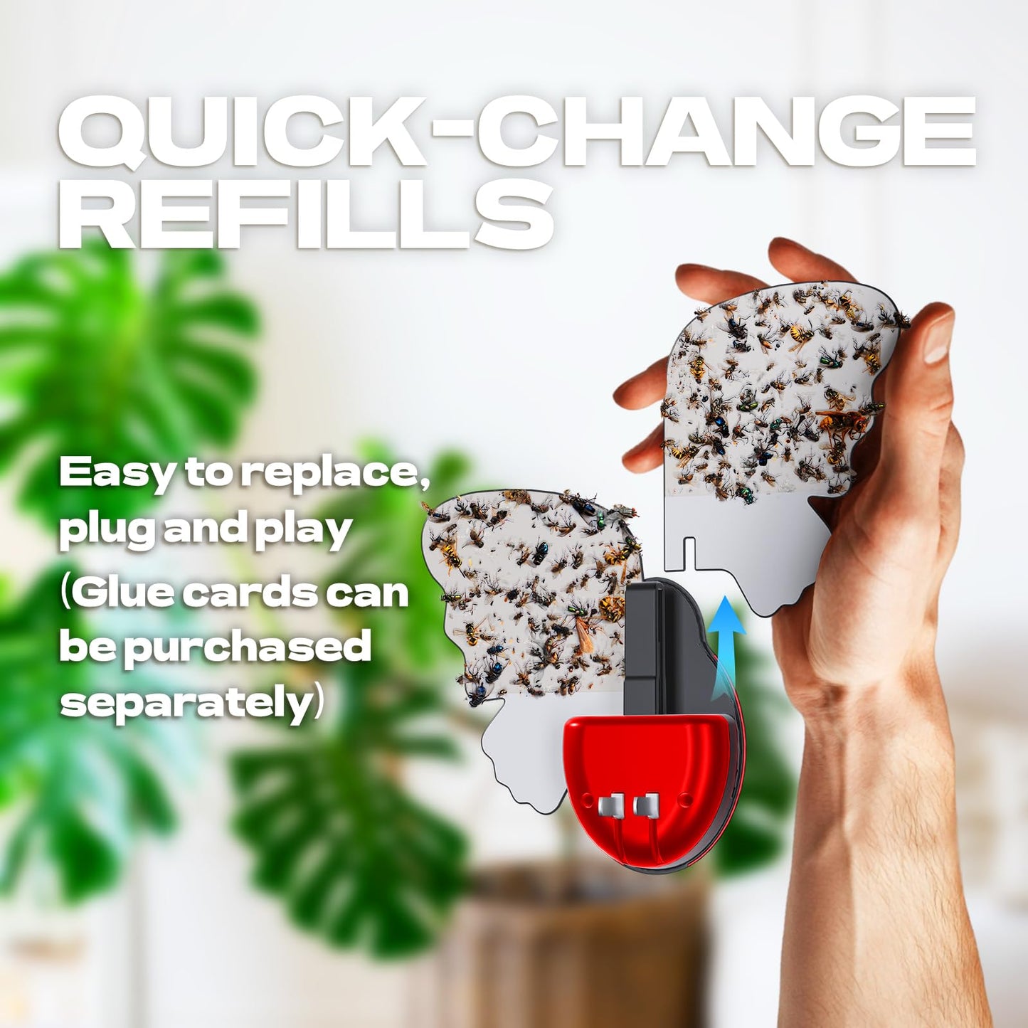 Flying Insect Trap Indoor, Light Fly Trap Captures Flies, Fruit Flies, Gnats, Moths, Mosquito and Other Flying Houseflies(1 Plug-in Device + 3 Pair Refills)