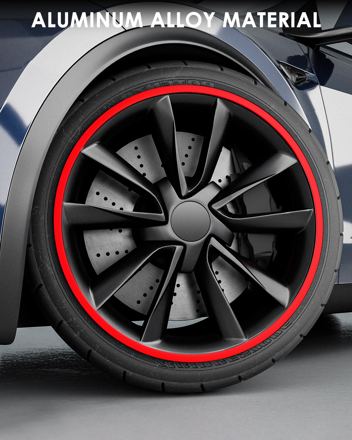 EVOOOR Automotive Alloy Wheel Rim Protector - Covering The Entire Rim of The Wheel hub - Strips for Curb Rash Prevention - Set of 4 Rim Protector Easy to Install(22'',Red)