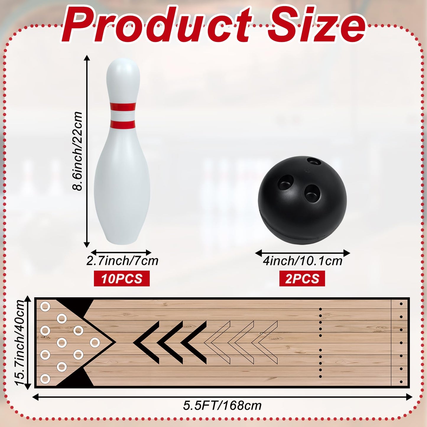 Wensdr Mini Bowling Set, Indoor & Outdoor Home Bowling Set, Bowling Alley Set with Lane, Bowling Pins & Ball Set, Full Bowling Alley Set for Family & Friends