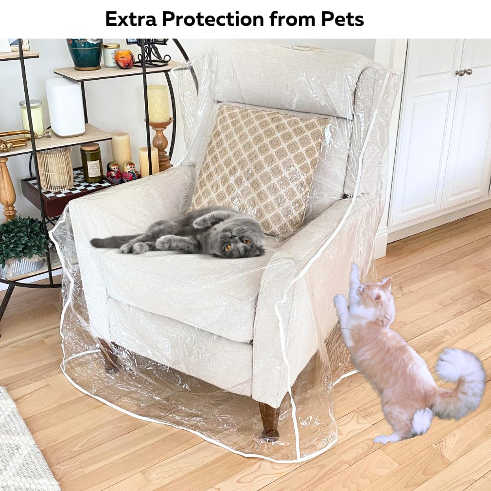 Evelots Clear Plastic Recliner Cover - Thick Heavy Duty Vinyl Armchair Cover for Protection Against Cat & Dog Clawing - Stain & Dust Protector - Waterproof Slipcover for Moving & Storage