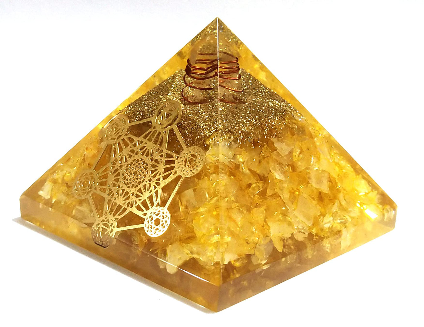 Citrine Orgone Crystal Pyramid & Pendant Seven Chakra Metatron Cube Merkaba | Natural Stone Bracelet | E Protection Kit Reiki Spiritual Healing Positive Energy Generator Yoga Meditation
