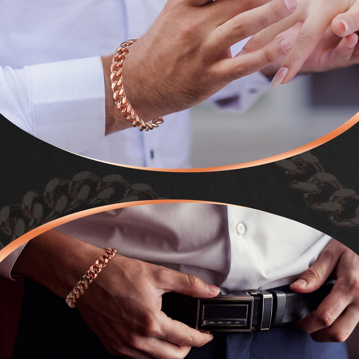 Tondiamo Copper Bracelet for Men Valentine Jewelry Gift 1 Unit Men's Solid Copper Link Pure Bracelets for Women Health Jewelry Gift