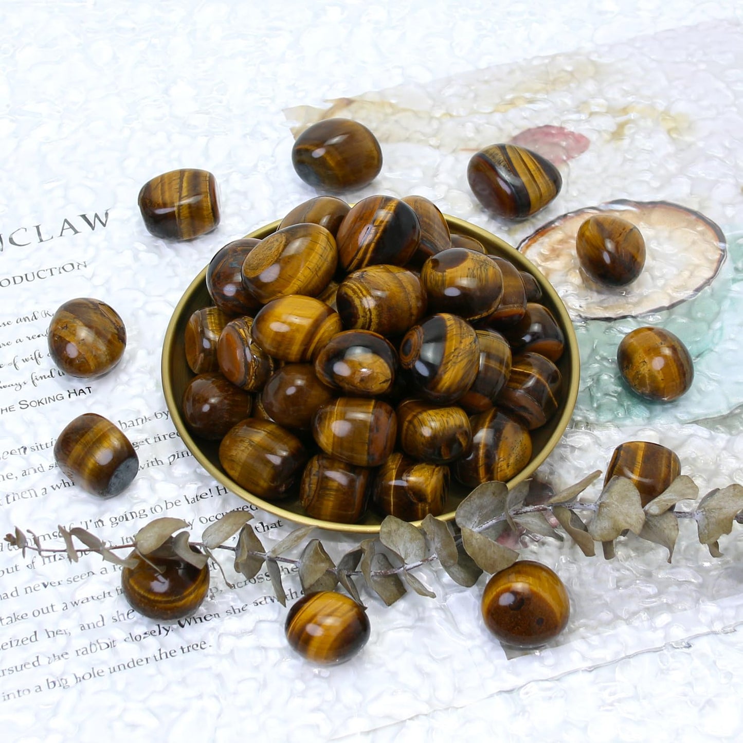 Namzi Tumbled Polished Natural Tiger's Eye Stones for Tumbling, Cabbing, Fountain Rocks, Decoration, Polishing, Wire Wrapping, Wicca & Reiki Healing Crystals(10 Pcs)