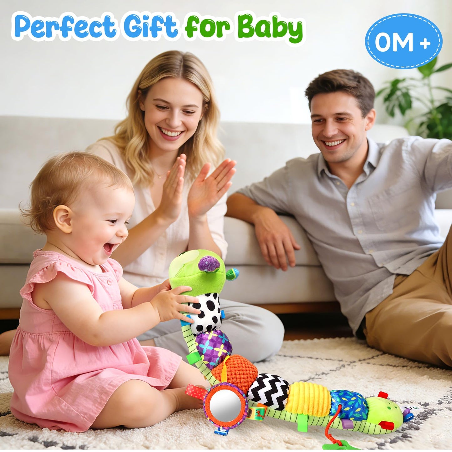 Musical Caterpillar Baby Toys 0-6 6-12 Months, Multi-Functional Sensory Tummy Time Toys for Newborn Infants Boys & Girls, Developmental Stuffed Animal Toys, Baby Shower & Baby Gifts