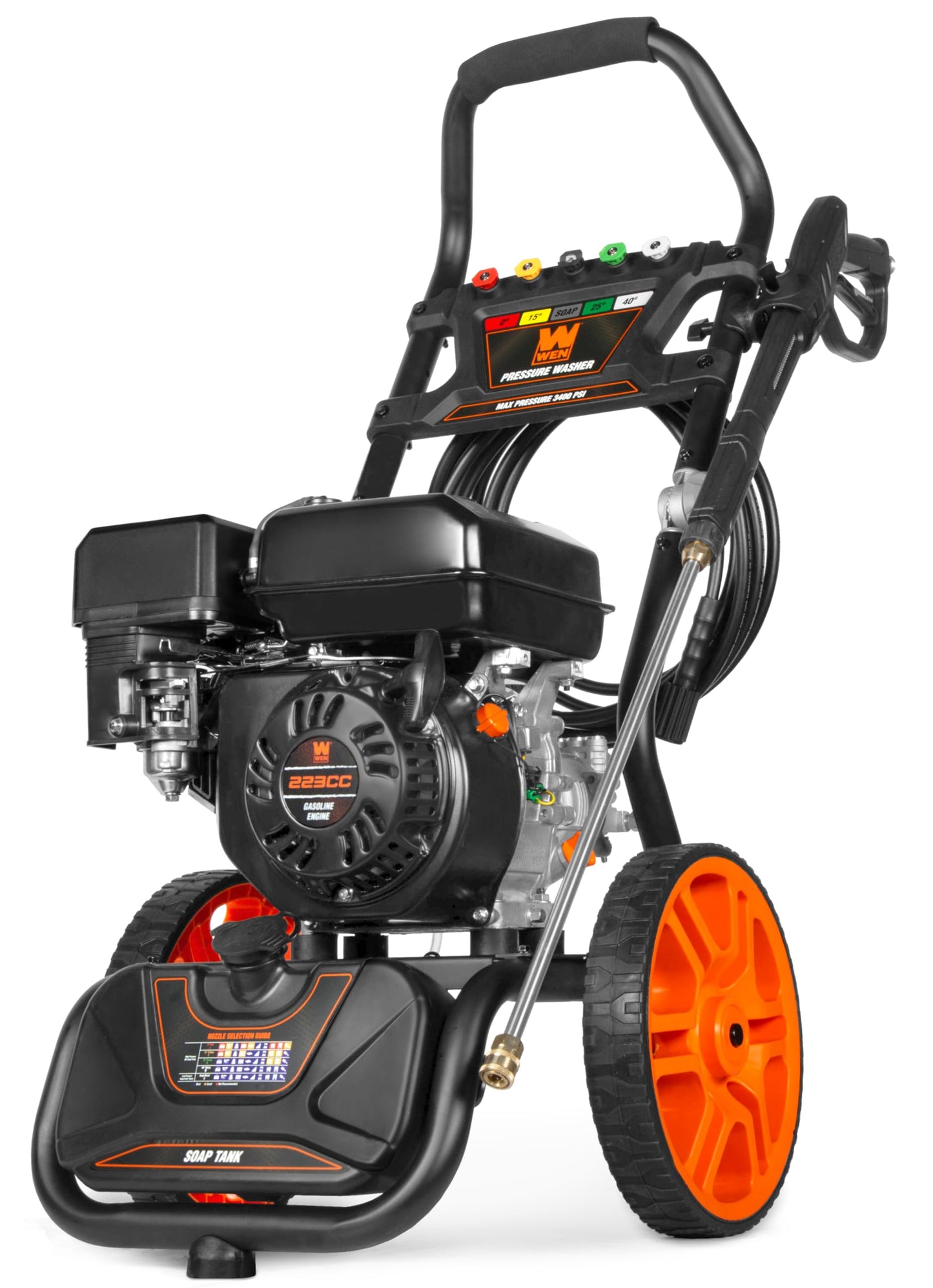 Wen 3400 PSI Gas Pressure Washer with 223cc Engine, 2.7 GPM Flow Rate and Onboard Soap Tank (PW224G)