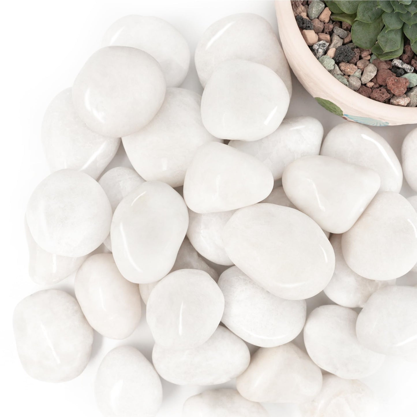 BIOMAND 18lb White River Rocks for Plants, 1-3 Inch Pebbles for Indoor Plants, Polished Garden Rocks Outdoor Landscaping, Decorative Stones for Vases, Succulents, Aquarium, Walkways