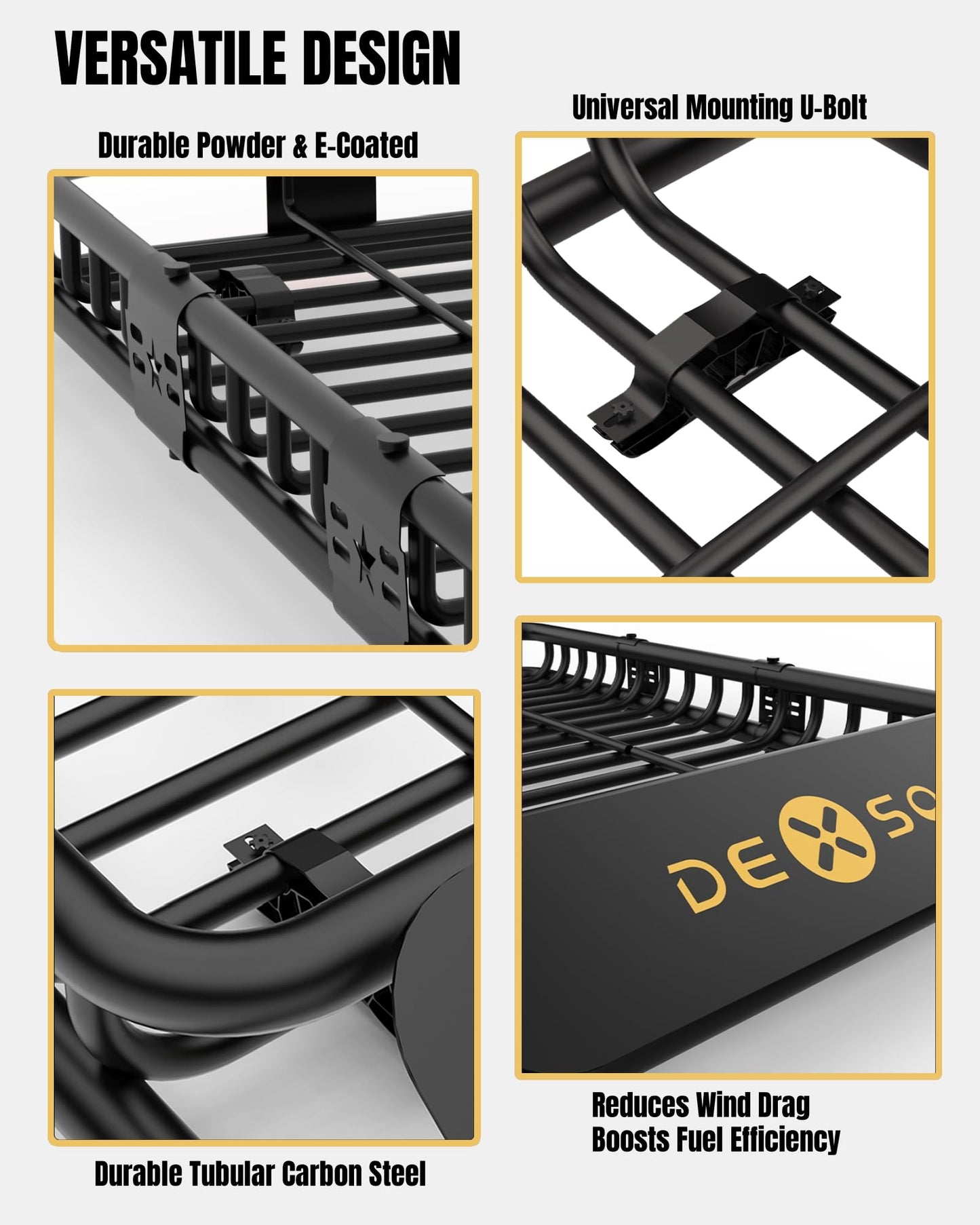 64" x 39" Universal Roof Rack Basket, 200 Lbs Capacity Rooftop Cargo Carrier Basket with 21 Cubic Feet (52" x 39" x 18") Waterproof Luggage Bag, for Suvs, Trucks, Vehiclesor Suvs, Trucks, Vehicles
