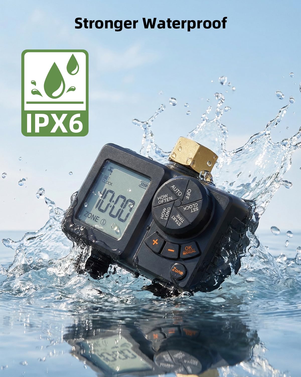 NTTYIECX Sprinkler Timer 2 Zone,Water Timer for Garden Hose with Lithium Battery & Controller Brass Inlet, Delay/Manual/Automatic Watering Irrigation System for Yard, Lawn,Garden IPX6 Waterproof