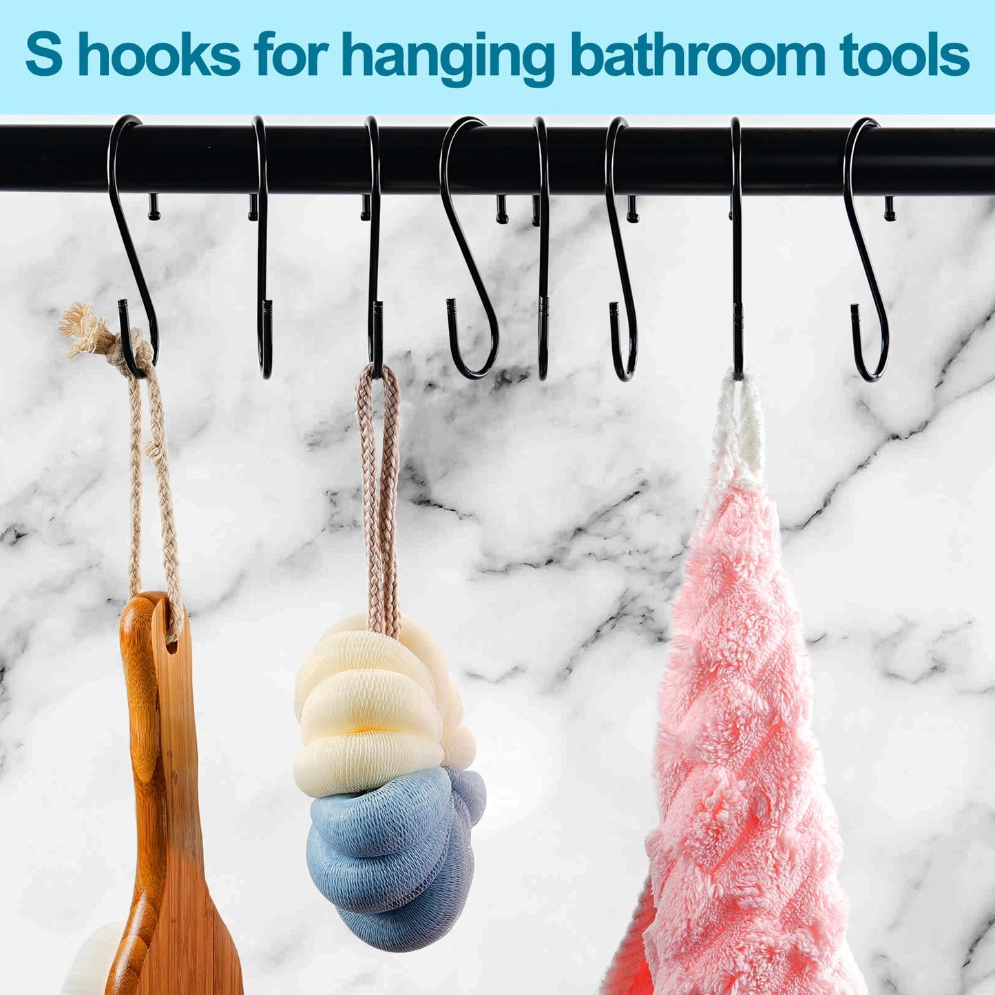 ESFUN 24 Pack S Hooks, 3.5 Inch Heavy Duty S Hooks for Hanging Plant, Large Closet Rod Hooks for Jeans Bags, Black Metal S Shaped Hook for Plant Basket, Pots Pans Wire Shelf Rack, Utensils, Towels