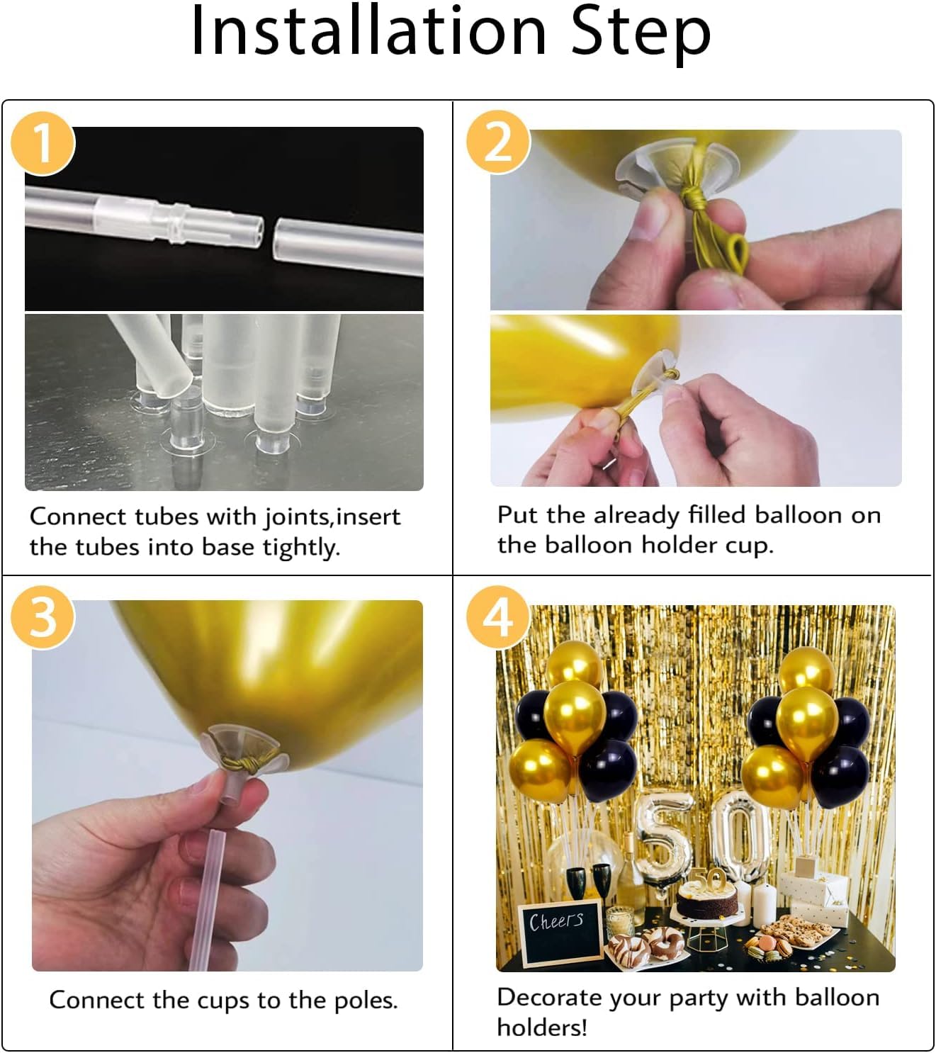 LOBUBT 10 Sets Balloon Stand Kits, Balloon Sticks Holder with Base for Table Centerpiece Graduation Birthday Baby Shower Party Decorations