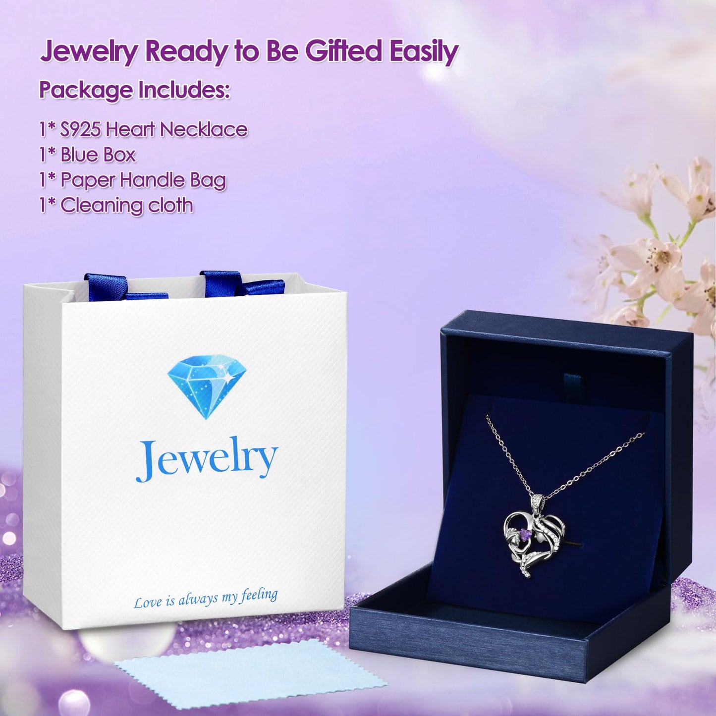 Zifeel Mothers Day Gifts for Mom Wife Her Grandma, S925 Sterling Silver Birthstone Necklaces Jewelry for Women, Mother's Day Love Heart Pendant Necklace for Anniversary Birthday Christmas Day