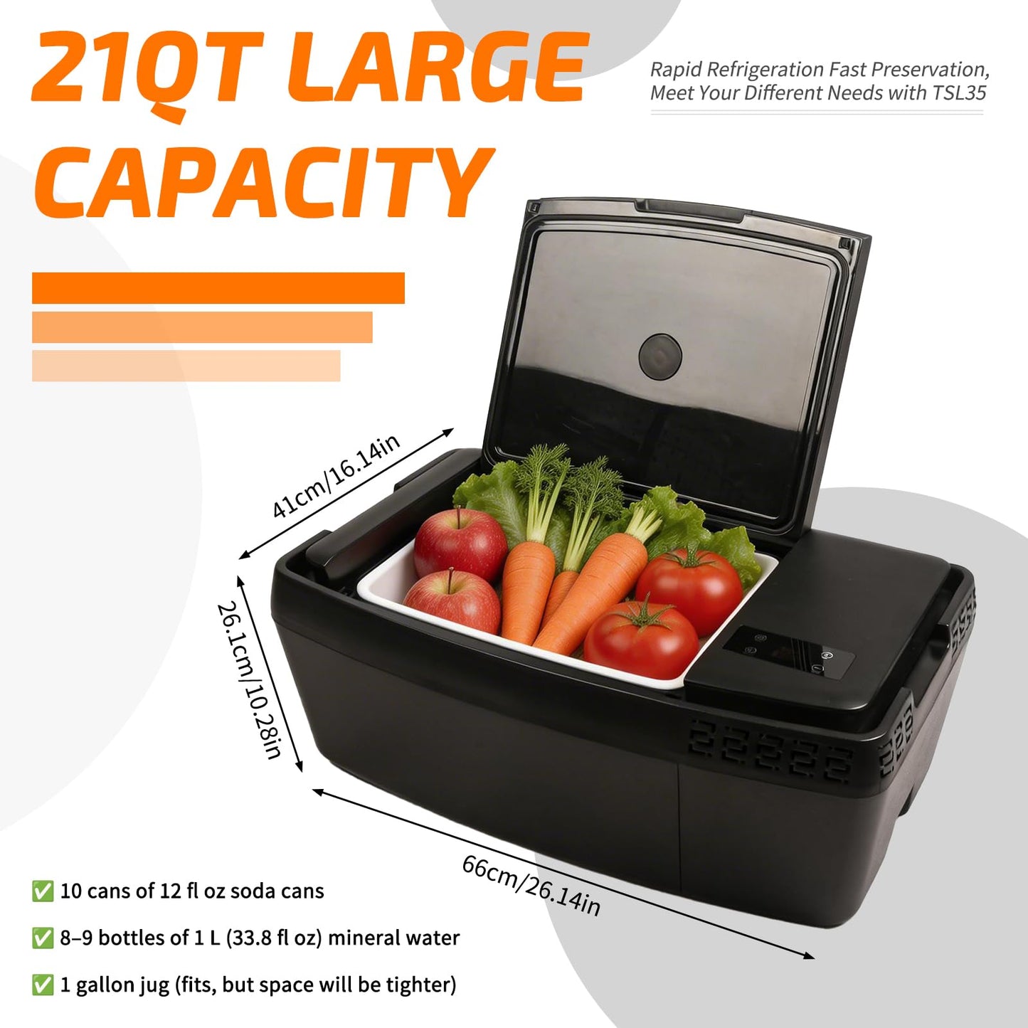 Tlaleikejia Car Refrigerator for Tesla Model 3, 37QT (35L) 12V Car Fridge -4β~68β, APP Control, Trunk Custom Fit for Model 3 2017β2026 (Incl. Highland), Portable Freezer 12/24V DC & 120β240V AC