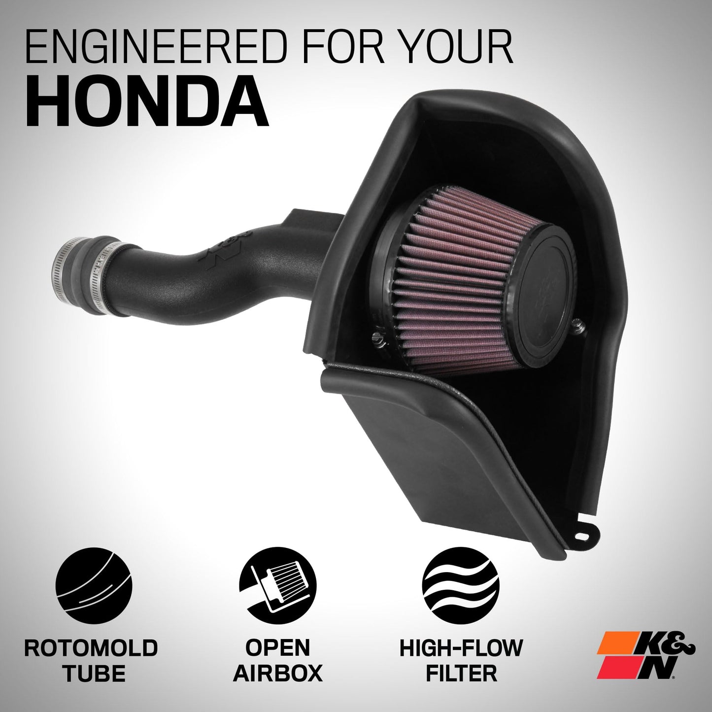 K&N Cold Air Intake System: High-Flow Air Filter, Increase Performance & Acceleration: Compatible with 2016-2021 HONDA: Civic, 63-3516