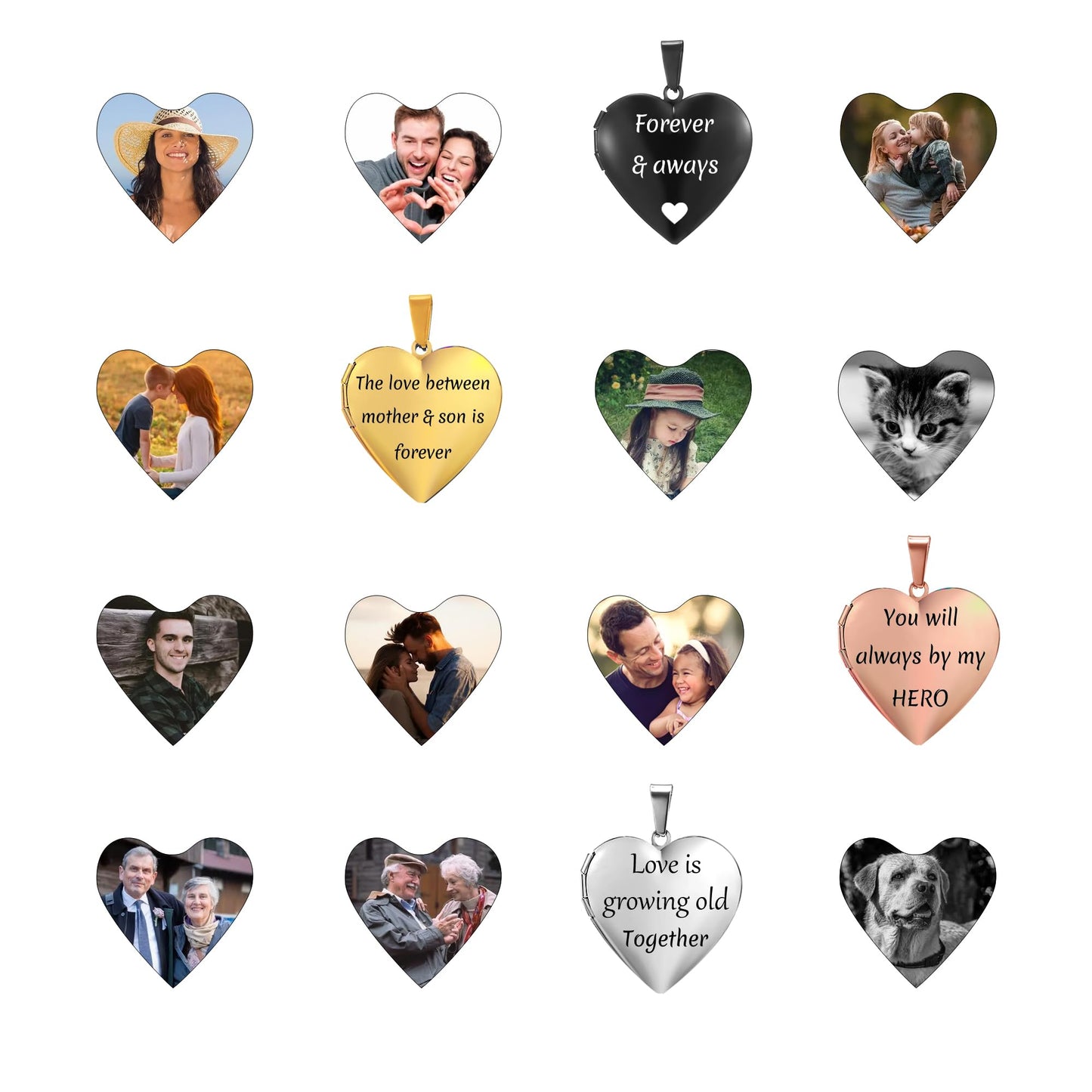 PHOCKSIN Silver Heart Locket Necklace You Are My Sunshine Personalized Love Heart Necklace that Holds Pictures Customized Gifts Locket Necklaces for Birthday