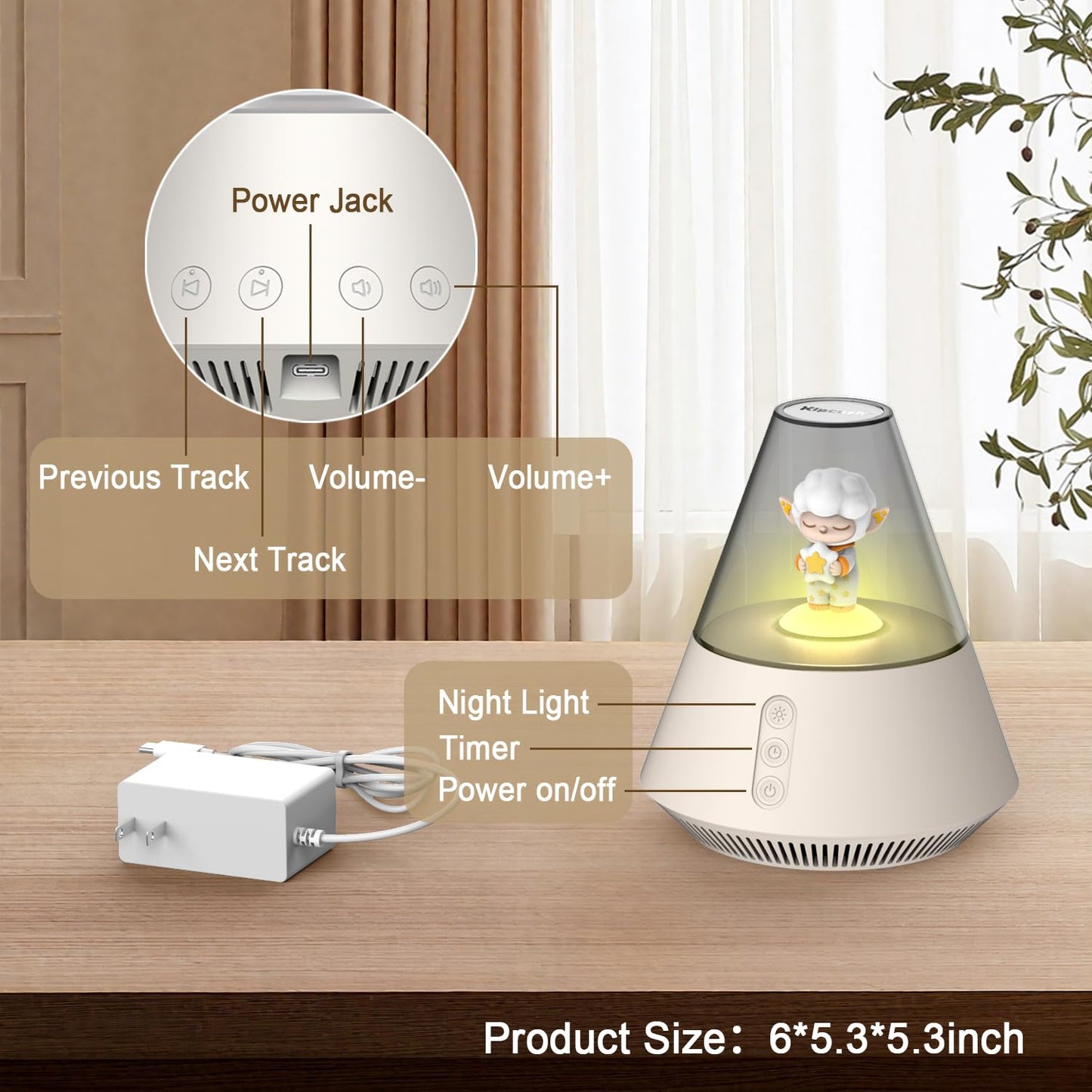 Baby & Kids Sound Machine with Night Light for Nursery, White Noise Machine for Baby Sleep, 30 Soothing Sounds, 31-Level Volume, 3 Brightness Levels, Timer, Sleep Aid for Babies, Toddlers and Kids