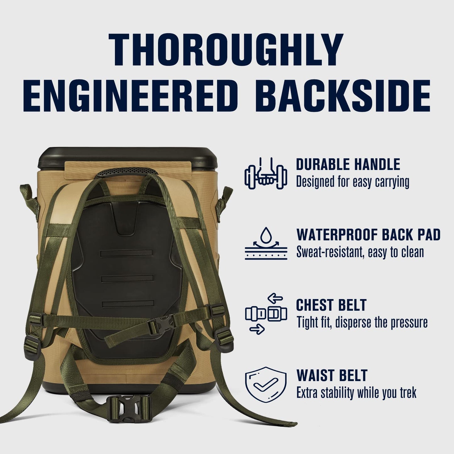 Novoto Magnetic Backpack Cooler 30 Can, Insulated Soft Cooler Bag for Men & Women, Zipperless Waterproof Soft Sided Cooler for Beach, Lunch, Picnic, Kayak, Car, Camping & Party