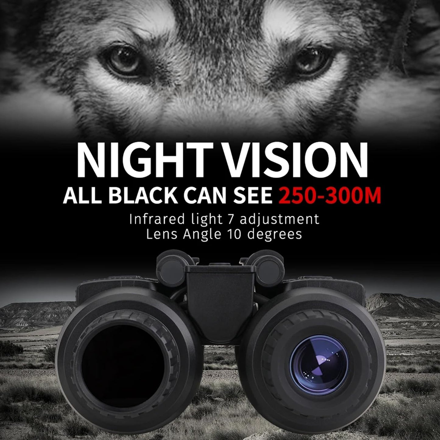 HUVIOVED NV8300 Head-Mounted Night Vision Goggles for Adults, 4K 3D Visual Digital Night Vision Binocular with Head Strap and 32GB Memory Card, 7 Gear Infrared, 8X Digital Zoom