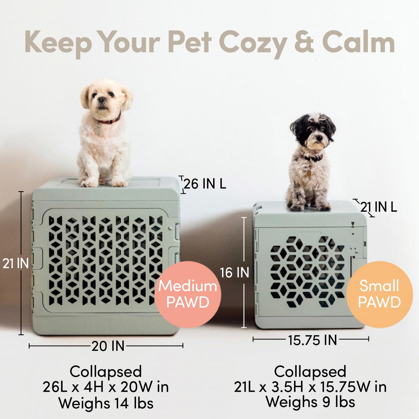 Kindtail Crate Bundle - Collapsible Dog Crate + Pad + Water Bottle - Comfortable PAWD Pad and Water Dispenser are a for The Pet Crate - Lightweight, Compact, and Portable Set for Travel