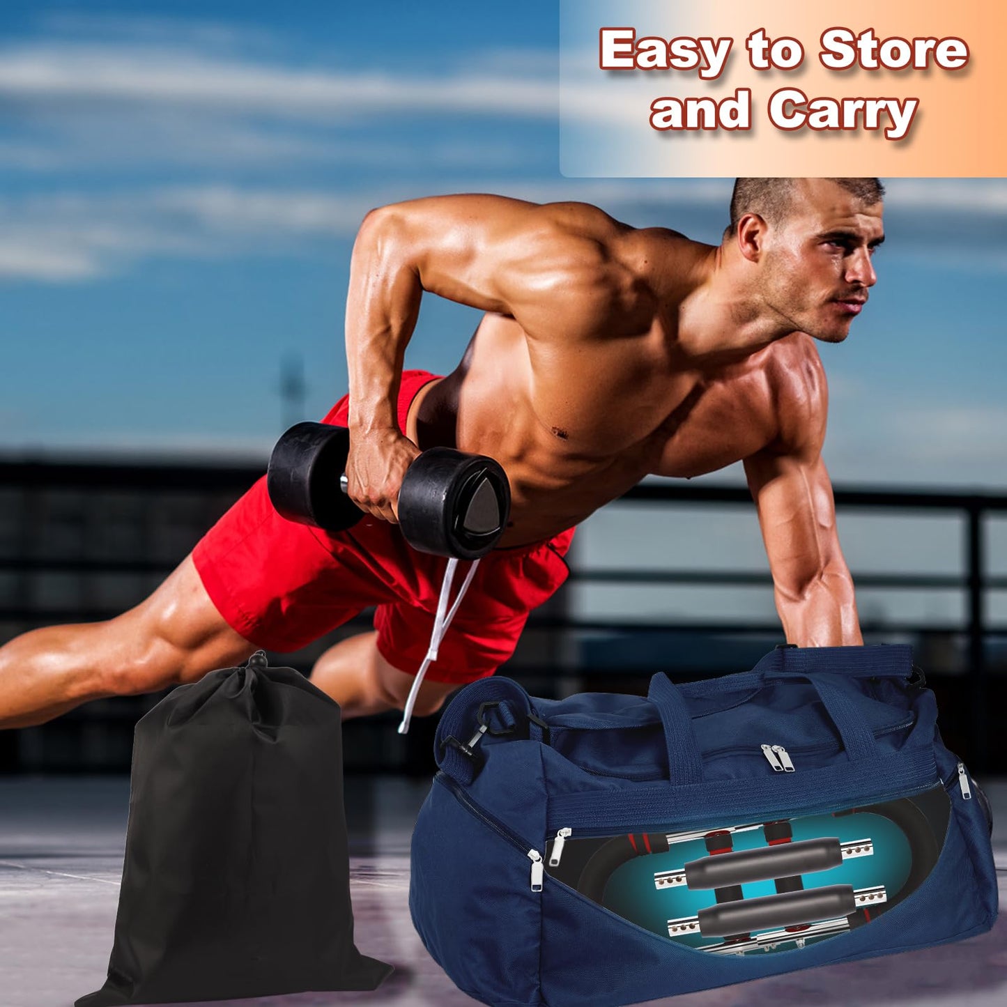Gecool Chest Workout Equipment,Adjustable Resistance Bar for Full Body Workout, Arm Strengthener for Men & Women, Fitness Equipment for Strength Training(70-160Lbs)