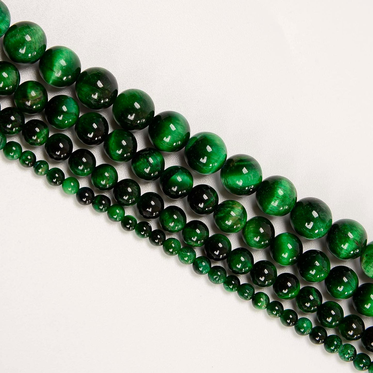 NCB 100pcs Original Natural Stone Beads Gemstone Round Loose Beads 6mm 8mm 10mm (Green Tiger's Eye, 6mm 100Beads)