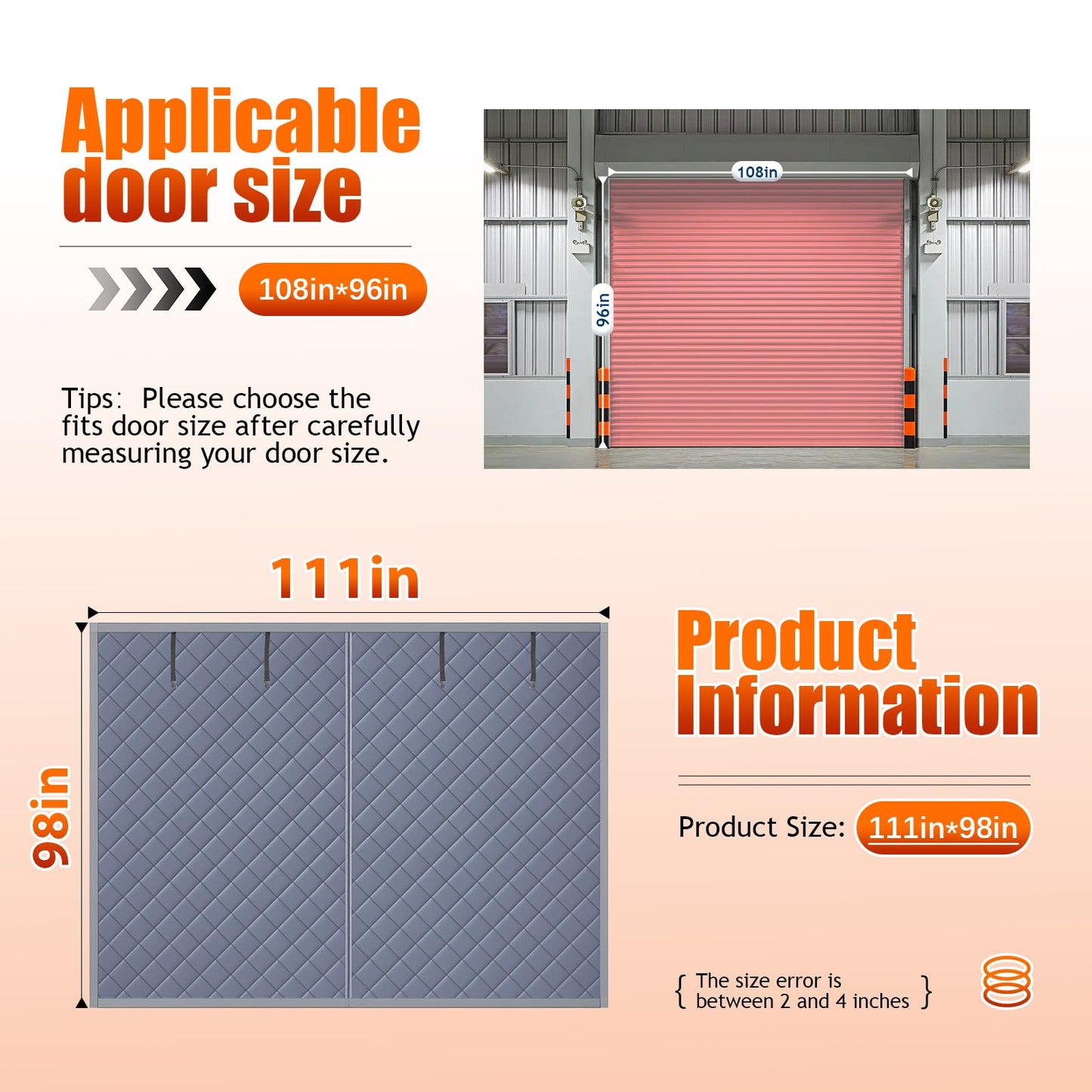 ABVRUN Garage Insulation Kit Garage Screen Doors for Winter for 1 car 9 * 8Ft Garage Door Insulation Kit Garage Door Cover, Made of Oxford Cloth and Thicken Cotton for Thermal Insulation Soundproof