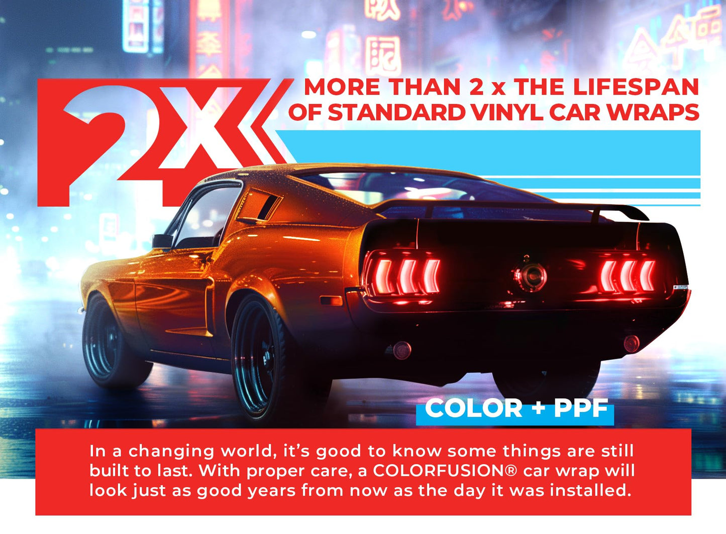 ColorFusion PPF by VViViD, Gloss Flame Orange Dry Apply PPF Vinyl Car Wrap Roll 20ft x 5ft