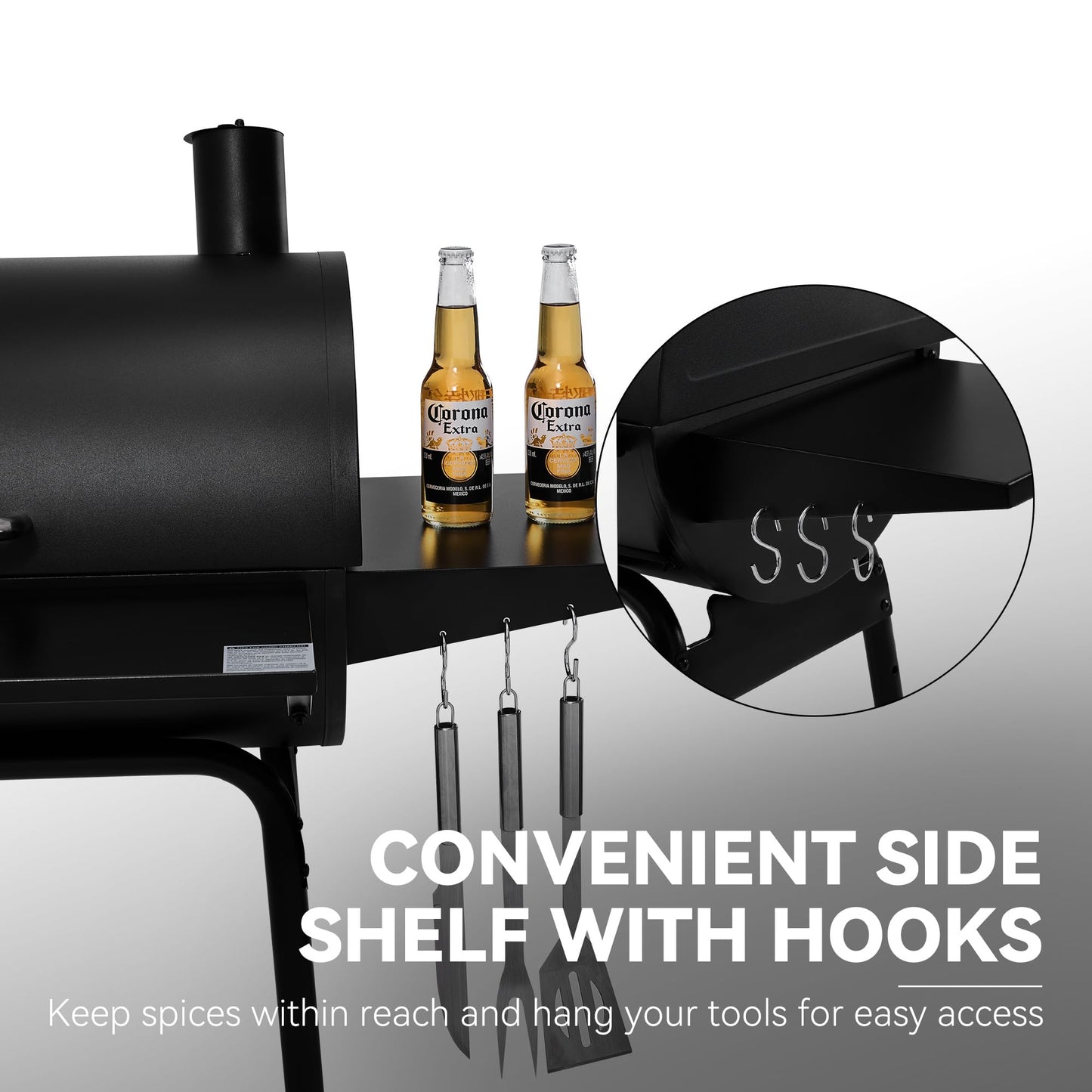 Royal Gourmet CC1830S BBQ Charcoal Grill and Offset Smoker | 823 Square Inch cooking surface, Outdoor for Camping | Black