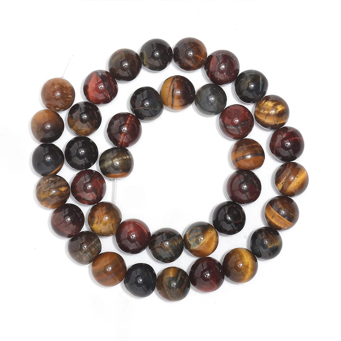 60pcs 6mm Natural Stone Beads Tricolor Tiger Eye Beads Energy Crystal Healing Power Gemstone for Jewelry Making, DIY Bracelet Necklace